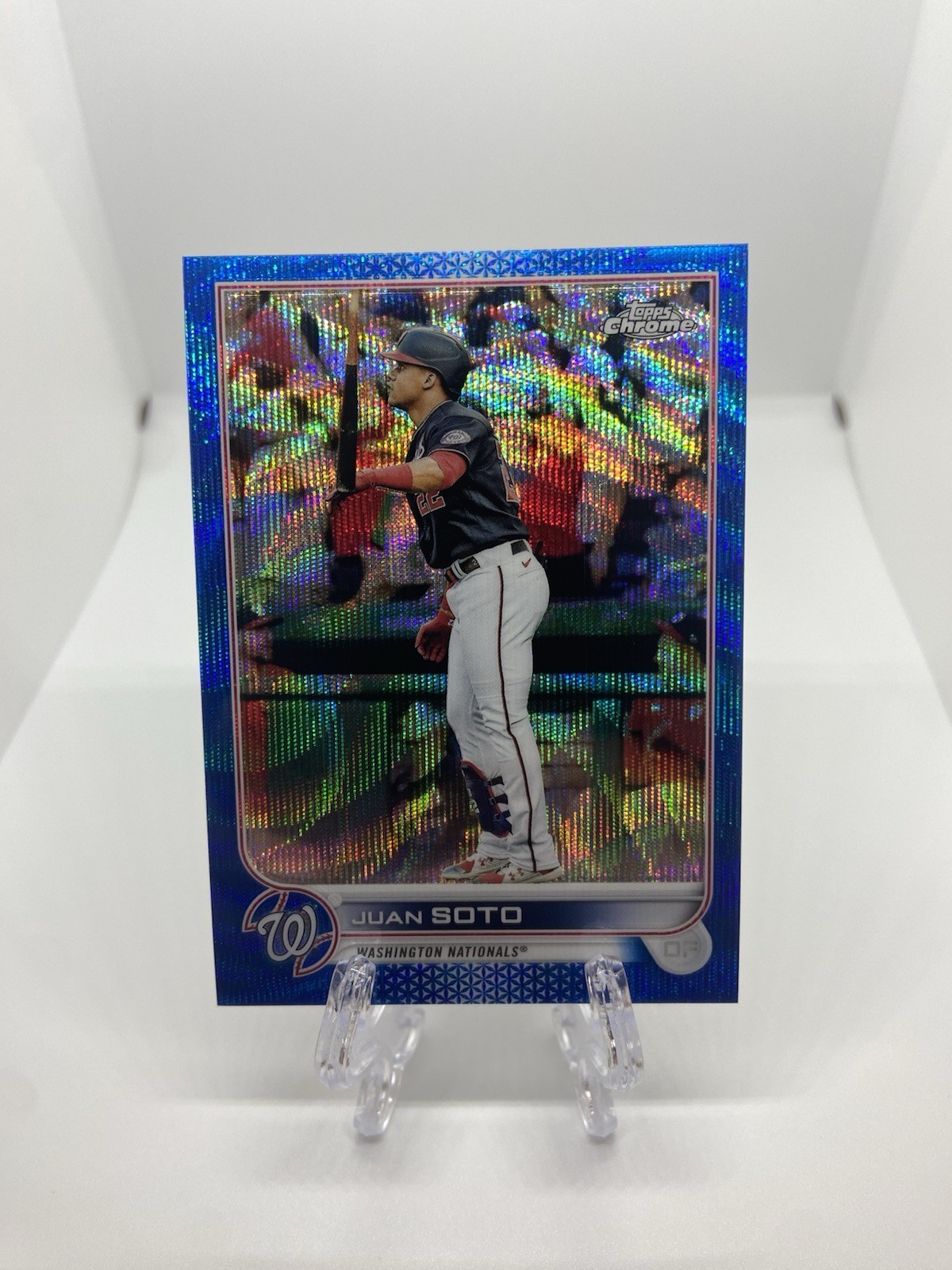 2022 Topps Chrome Juan Soto Blue Wave Refractor /75 Nationals #129