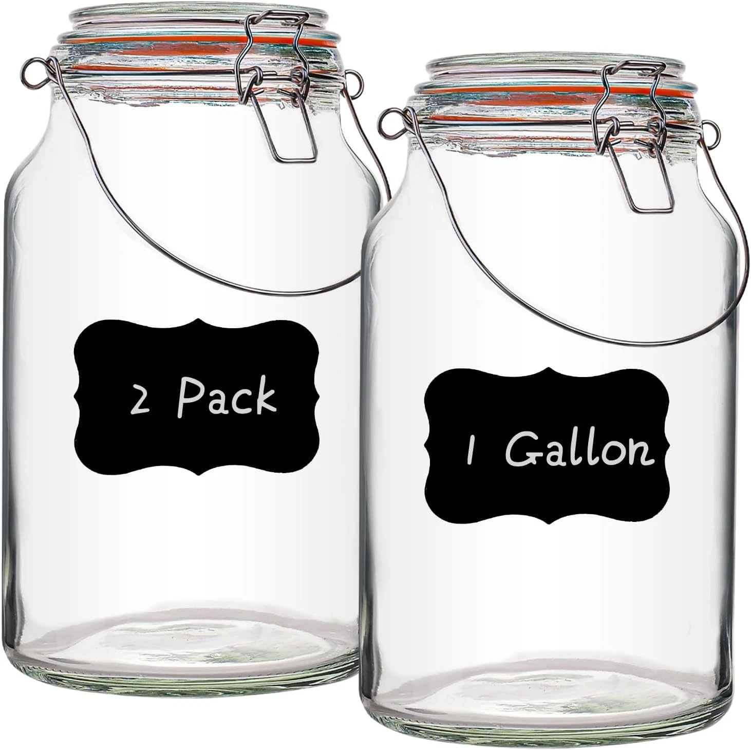 1-Gallon Wide Mouth Glass Jars, 2-Pack with Airtight Lids for Storage and Fermen