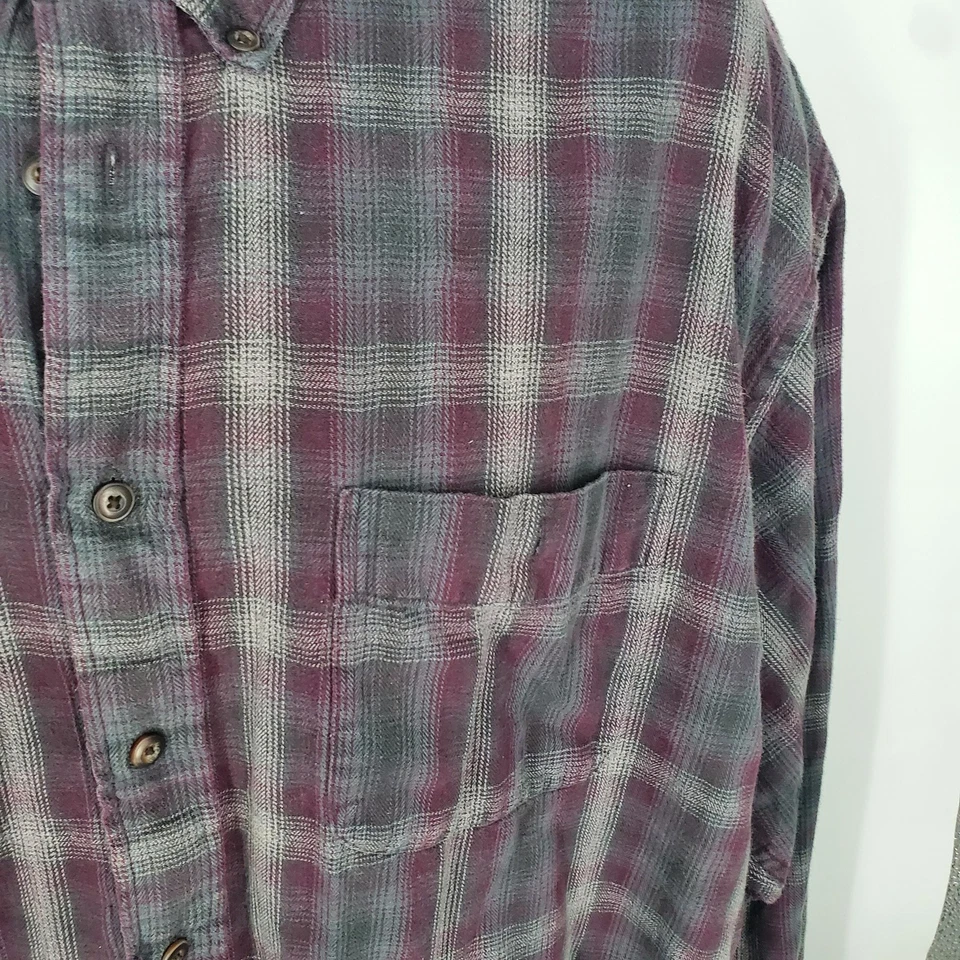 Arrow Blue Jeans Co Shirt Mens 2XL Gray Burgundy Plaid Flannel Button Down Soft - Image 4 of 4