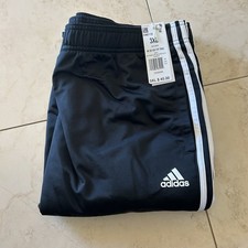 adidas men Black And White Track Pants Essentials Warm-Up 3-Stripes Trefoil