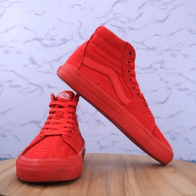 Vans Sk8-High Triple Red Athletic Skateboard Shoes Sneakers Sz Men 5.5 / Women 7