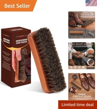 Versatile 6.7" Horsehair Shoe Shine Brush - Ideal for Shoes & Leather Goods
