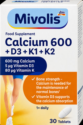 2X Mivolis Calcium 600 + Vitamin D3 + K1 + K2 Tabletten 30 Stück...