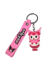 Cute Pink Cartoon Character Keychain with Strap   Fun  Stylish Accessory