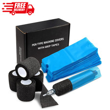 Pen Machine Covers and Grip Tapes 200Pcs Tattoo Machine Covers with 4Pcs Grip