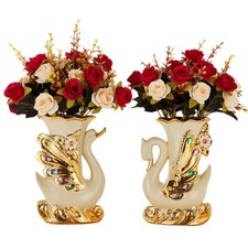 Keramikvase, europ&auml;isches Design, Vogeldekor, Wohnzimmer, Kunstblumen