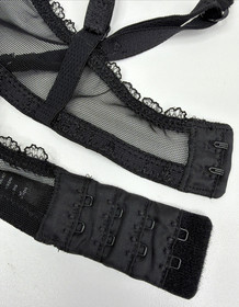 La Perla Black Embroidered Mesh Underwire Bra Back Close Italy Size 32