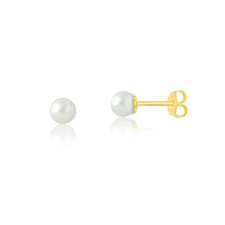 14k Yellow Gold Baby Earrings 4mm Freshwater Pearls Hypoallergenic Studs Newborn