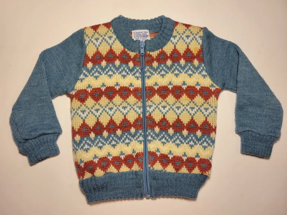 Suéter Friemanit Baby 24M Vintage Cremallera Azul Abuelo Papá Grandpacore Grandmacore Foto 2 de 4