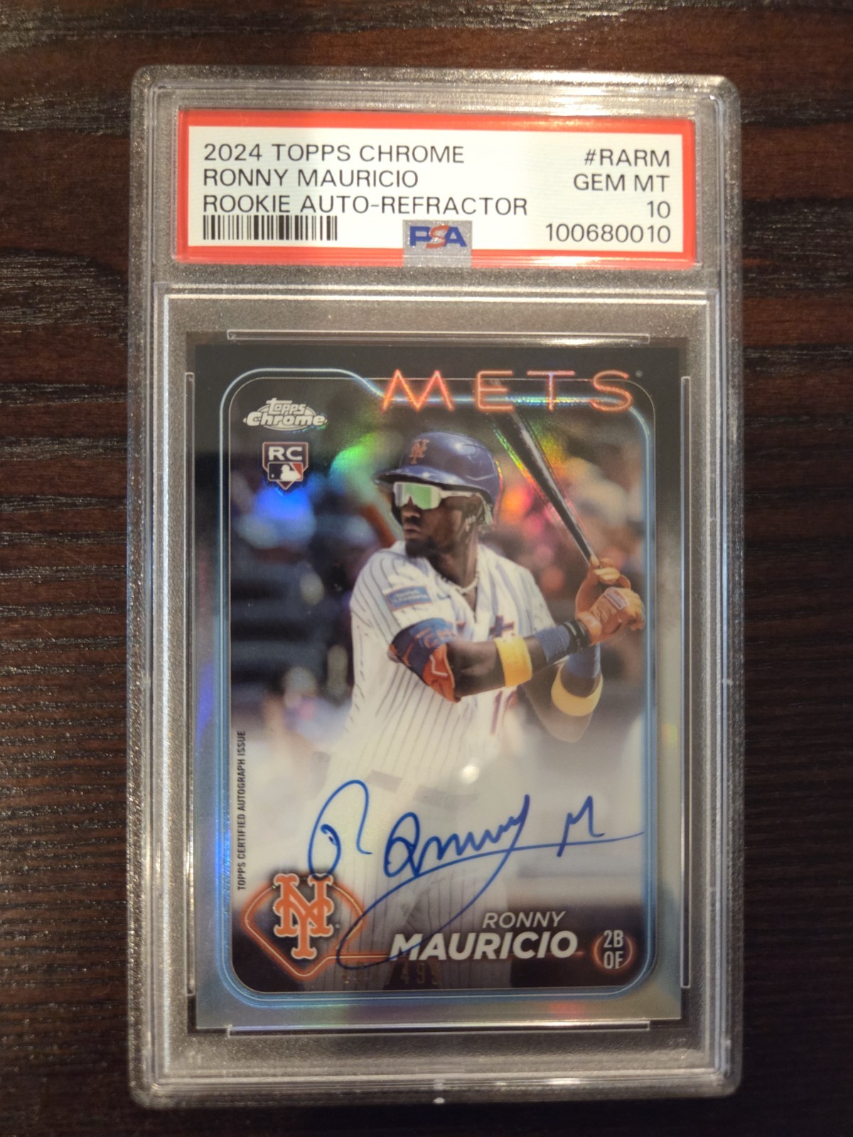 Ronny Mauricio 2024 Topps Chrome Refractor Auto /499 Rookie PSA 10 Gem Mint