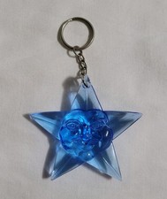 Vintage Keychain Celestial Sun Face Key Chain Ring Fob Blue Plastic