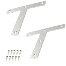 2 PCS 120mm T-Shape Repair Plate Stainless Steel Flat Mending Corner Brace