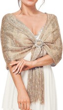 Aukmla Shawls and Wraps for Evening Dresses Party Scarf with Crystal B-gold