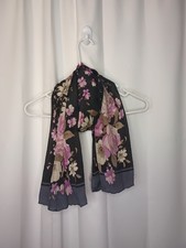 Vintage Liz Claiborne Dark Floral Silk Scarf Classic Romantic Feminine Parisian