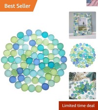 2 Lb Frosted Sea Glass Gems - Aqua Blue-Green Decorative Filler for Vases