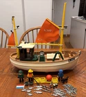 Vintage Playmobil 3551 Fishing Boat Susanne With 4 Fishermen, Dog & 40 Fish