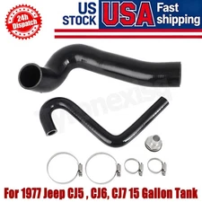 US Fuel Fill and Vent Hose Kit For 1977 Jeep CJ5 CJ6 CJ7 15 Gal Tank Black Hoses