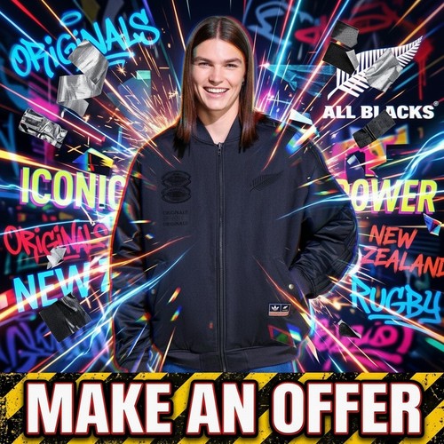Adidas Herren Adidas Originals & All Black Reversible Team Bomber Jacke Large  - Bild 1 von 6