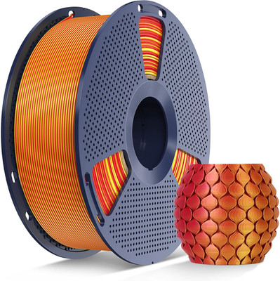 SUNLU Silk 3D Druckerfilament zweifarbiges glänzendes PLA+ Filament Rot+Gold 1KG