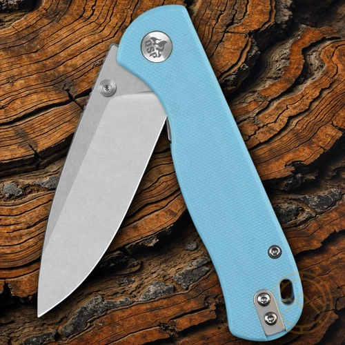 QSP Knife Ferret Linerlock Folding Knife 3" Nitro V Steel Blade Blue G10 Handle - Picture 5 of 7