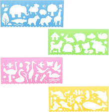 Template for Drawing,4 Pack Clear Ruler Animal-Shaped Stencils Drafting Tools Se