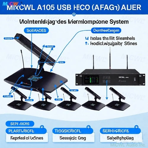 MiCWL A105 Rechargeable Wireless Conference Microphone System Square Tube Table - Picture 7 of 11