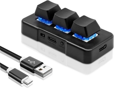 3-Key Mini Keypad USB Type C Wired Hot Key Customized Program with RGB LEDs