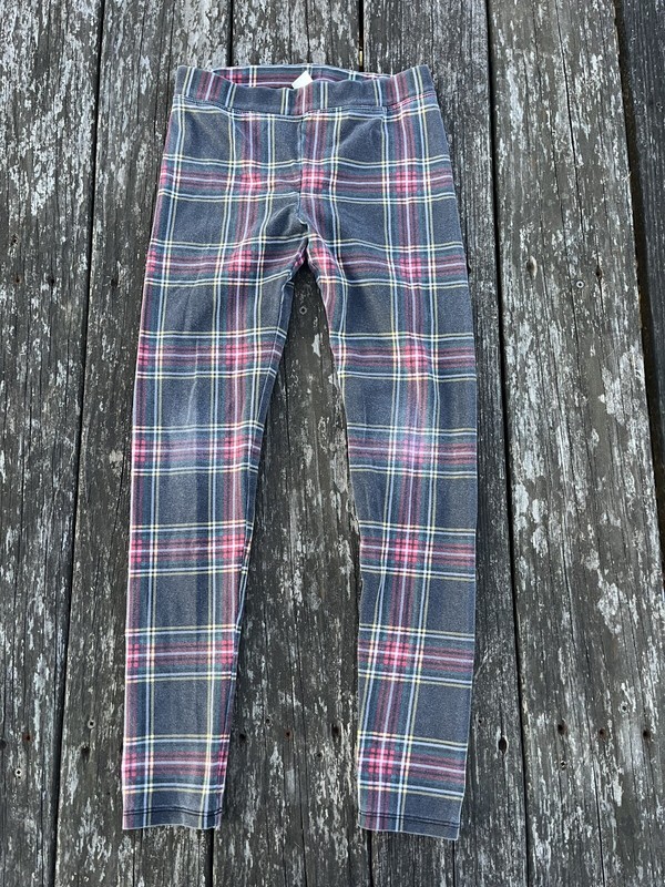 Crewcuts ~ Girls Black Red Gold Plaid Christmas Leggings ~ Size 10