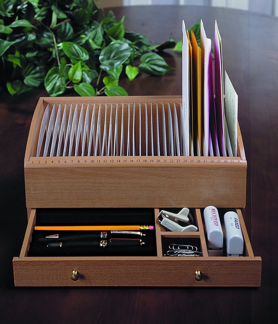 Desktop Letter Organizer Files Mail Bills Caddy Holder 31 Slot Box Wood