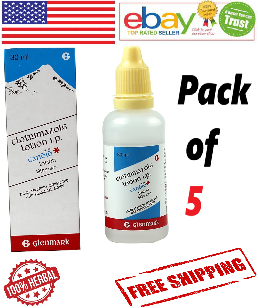 5x Candid Antifungal Lotion 30ml Each Treats Fungal Skin Infections (Free Ship)