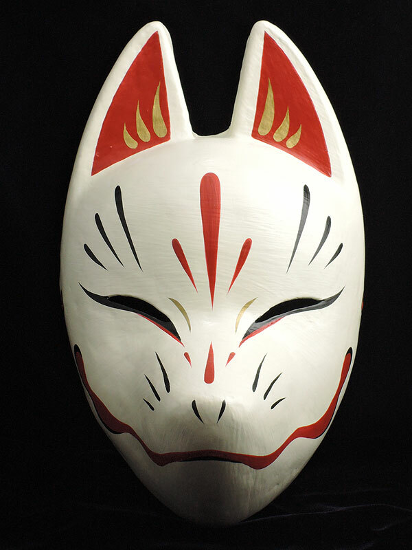 Komendo Full Face Fox Mask SUZUNE Kitsune Handmade Painted Japan