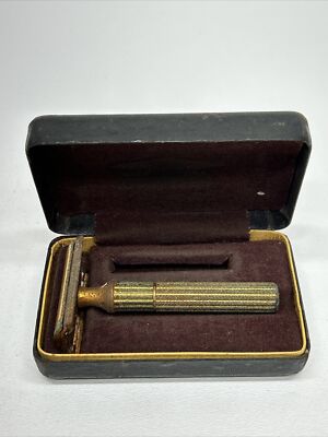 Vintage Gillette Gold Tech Safety Razor With Original Case