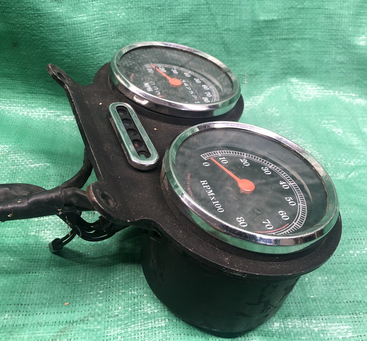 Harley-Davidson メーター 本体 2連 ダイナ　スポーツスター Harley Sportster FXR dual gauge cable speedometer tach cluster | eBay