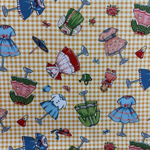 Michael Miller Cotton Quilt Fabric Dress Shop # C-0029 1 Yard Yellow Check New - 第 3/11 張圖片