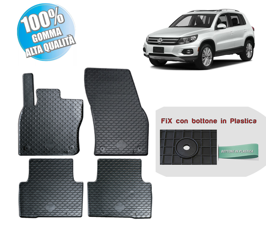 4 Pezzi Tappetini Auto Gomma Set Per VW Tiguan 2016+, 3D - Foto 2