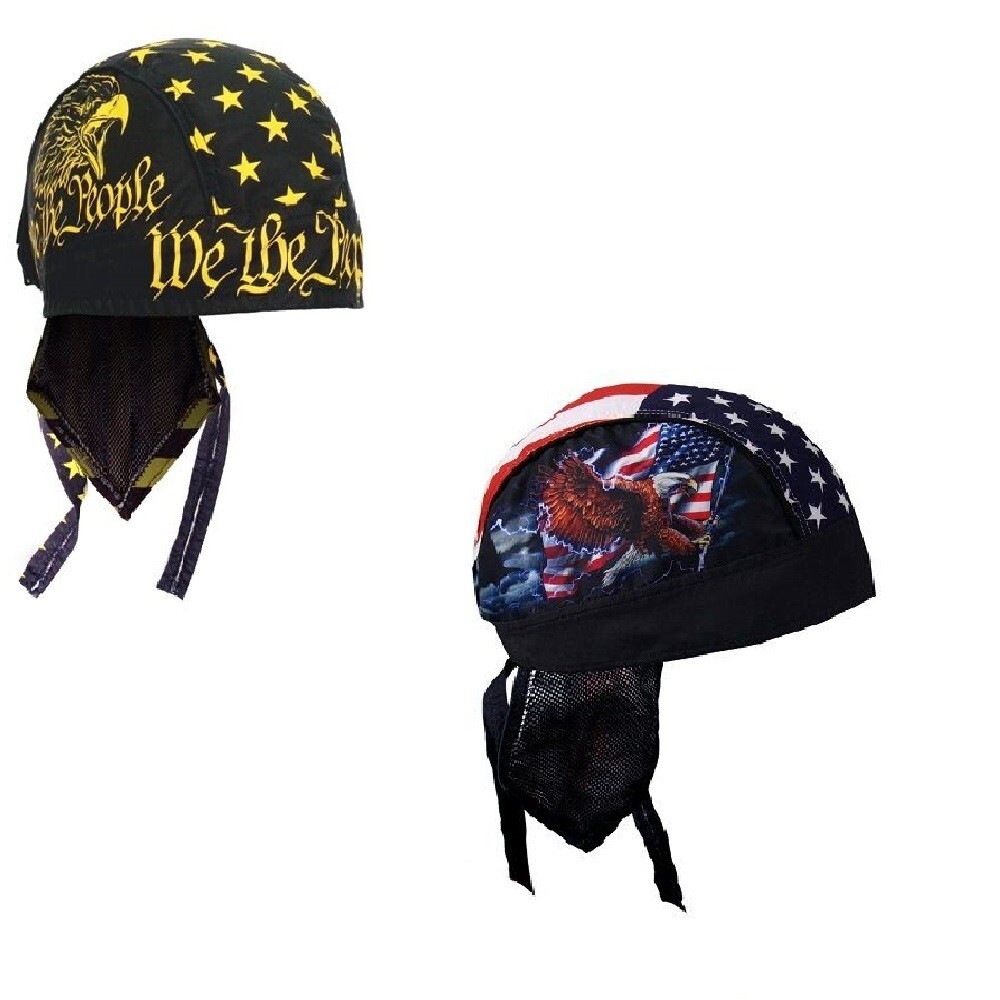 American Flag Eagle We The People Premium Headwrap Sweatband Durag Biker 2-Pack
