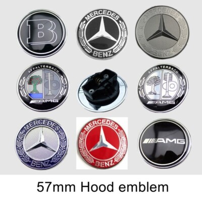57mm Hood Bonnet emblem for Mercedes Benz C E class Engine cover badge Horizonta