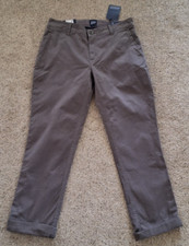 New Women's GAP Pants 4 Relaxed Girlfriend Twill Pants 30x26 Gray MSRP 59.95