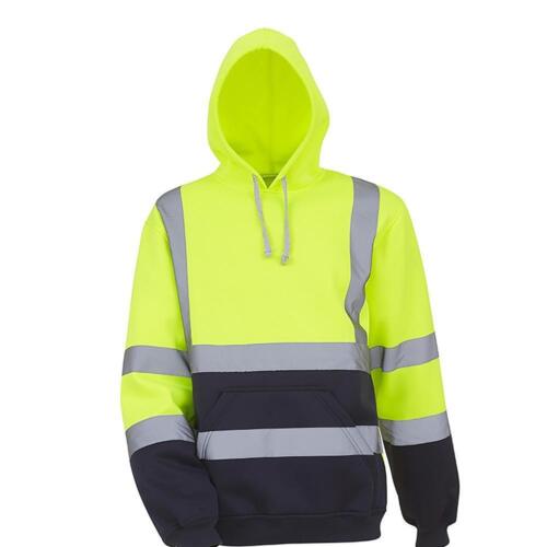 Sudadera De Trabajo Seguridad De Hombre Chaqueta Con Capucha A Rayas Reflectante - Picture 3 of 9