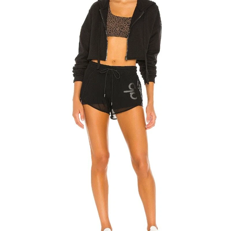 alo-yoga ambience lined mesh biker running shorts