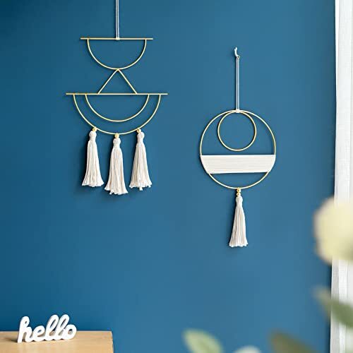 2 Pcs Macrame Wall Hanging Boho Decor Cute Home Wall Art Christmas Small Ivory - Picture 4 of 6