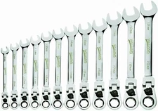 12 Piece Reversible Flex Head Ratcheting Combination Wrench Set, Metric,12 Point