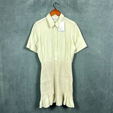 Stockholm Atelier & Other Stories Shirt Dress Womens Size 6 Off White Smocked