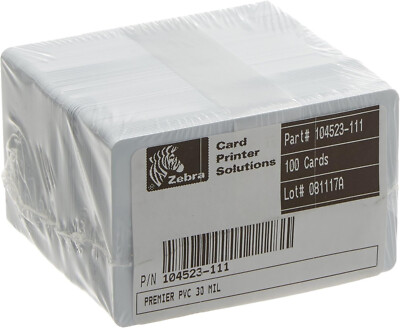 Zebra 104523-111 Kartenrohlinge Premier PVC 30 ml, 100 Stück