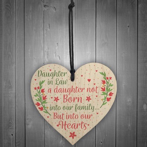 Son And Daughter In Law Wedding Day Birthday Christmas GIFTS Wood Heart Plaque - Picture 2 of 8