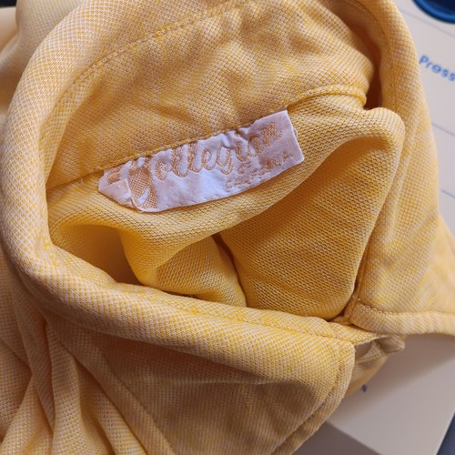 Medium Vintage 70's Yellow Button-Up Long Sleeve Blouse Pointed Collar Collegian - Picture 7 of 7