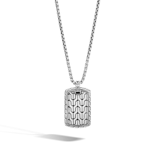 JOHN HARDY Men's Sterling Silver Classic Chain Hammered Large Dog Tag #92 - Picture 2 of 8