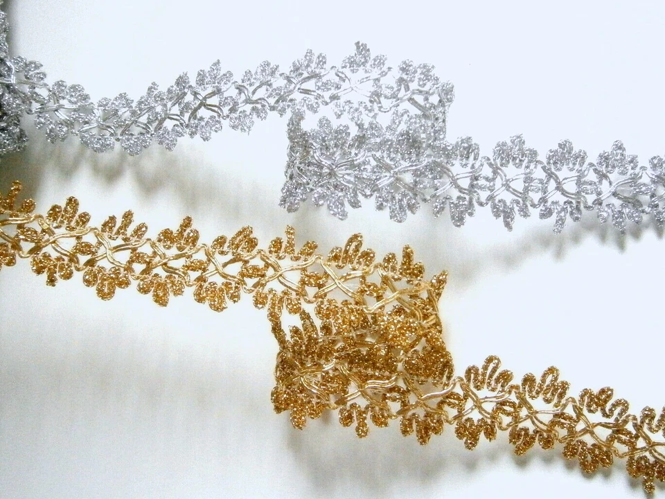 BORTE,BAND,Leonisch,Posamentenborte,Besatz,Fasching,Tanz,Silber,Gold,25 mm