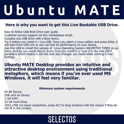 Ubuntu MATE 22.04 Jammy Jellyfish Linux 64bit Live Bootable USB Replace  Windows | eBay
