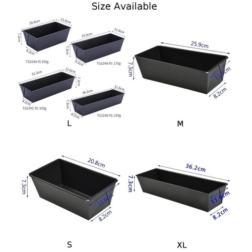 1*Baking Mold Rectangular Toast Mould Non-Stick Cake Bread Loaf Pan Tray S-xL - Picture 4 of 48